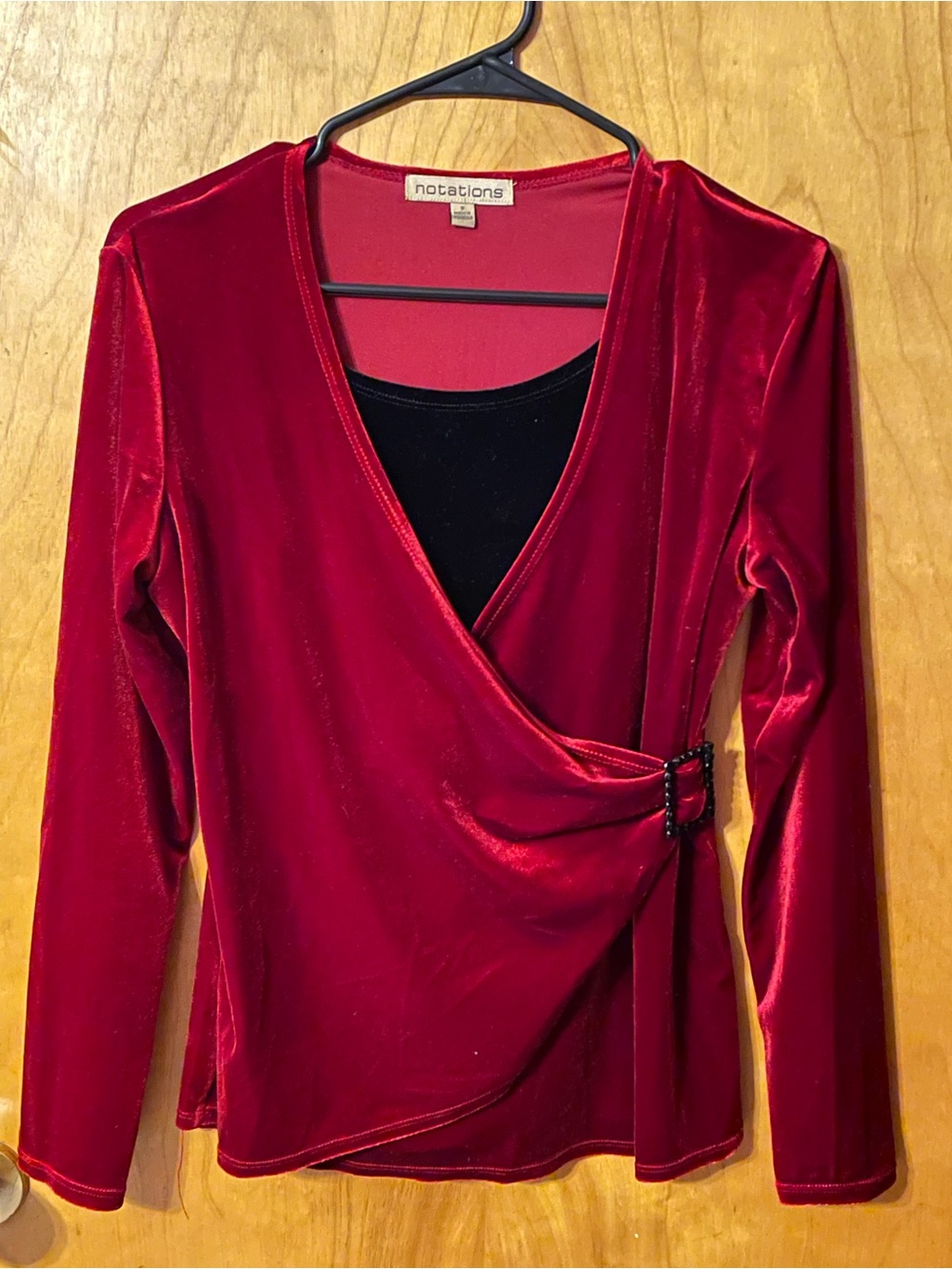 Notations Burgundy Velvet Wrap Blouse